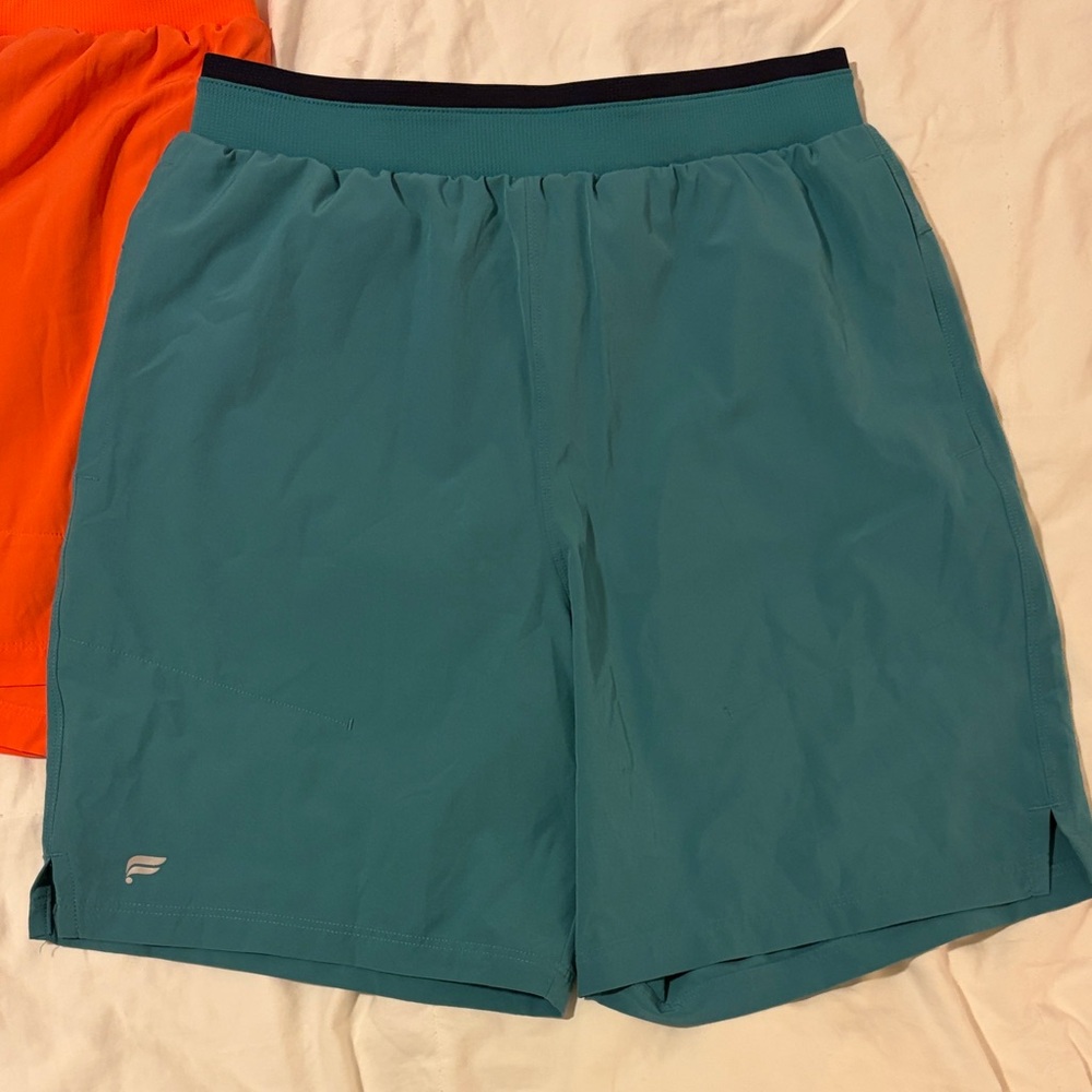 Fabletics Men's Athletic Shorts set combo 3 - Orange, Teal, Red - Picture 3 of 12